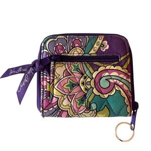 Vera Bradley Small  Zip Around Credit Card Wallet Heather Paisley